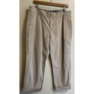 Eddie Bauer Slightly Curvy Crop Pants Tan Outdoor Gorpcore Camp Women’s Size 14